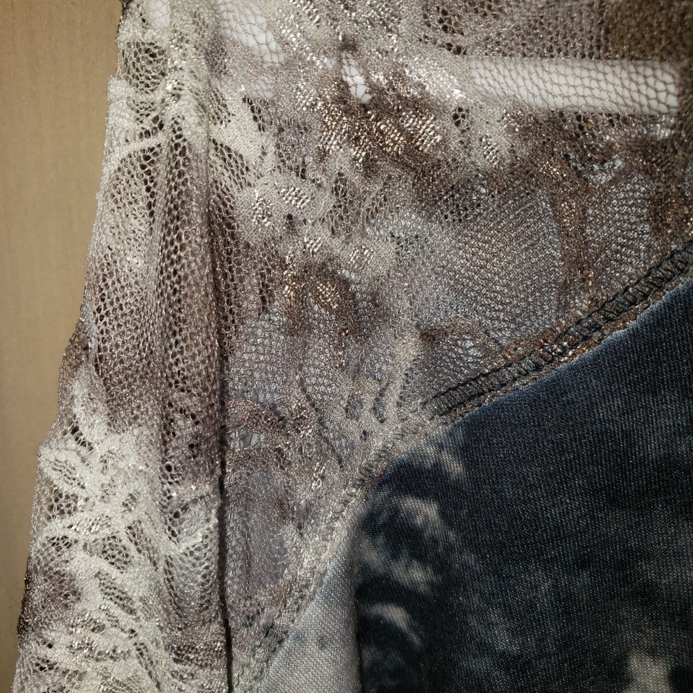 Bleu Woman plus sz 1X Fun Tie dye lace shirt Whimsigoth - Picture 3 of 6